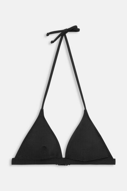 Halterneck-bikinitop med snøre, BLACK, overview