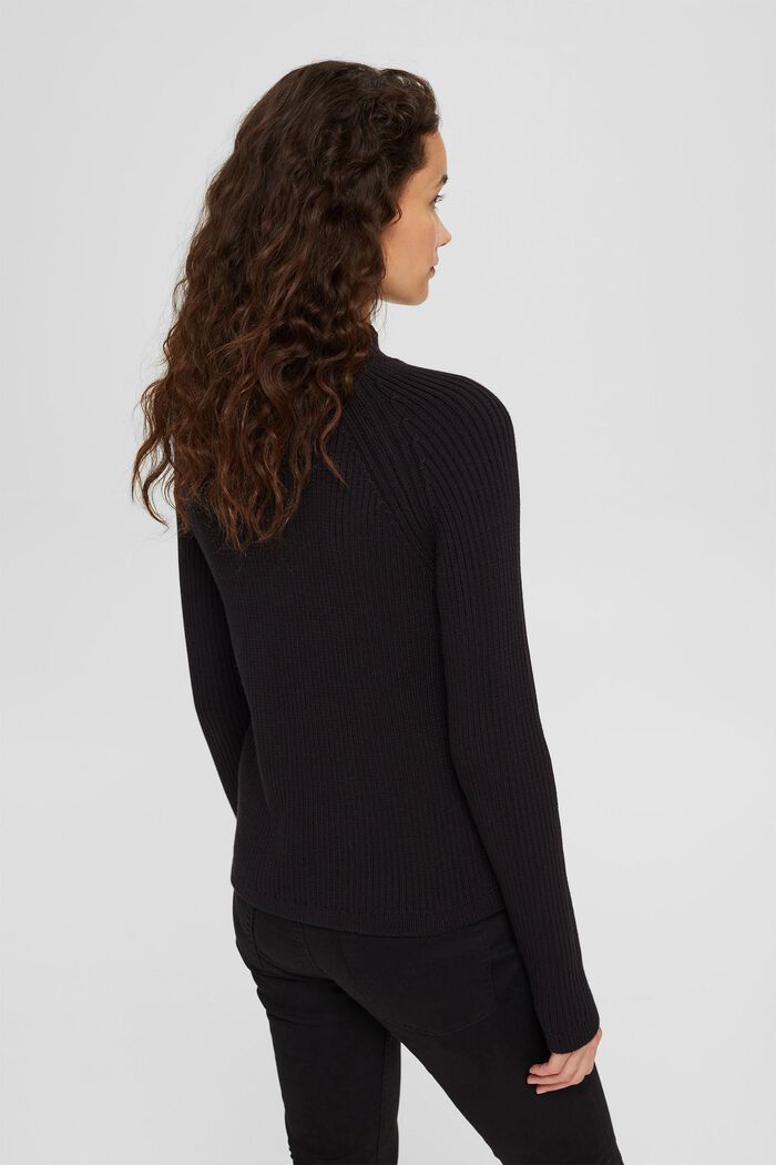 Ribstrik-pullover i 100% økobomuld, BLACK, detail image number 3
