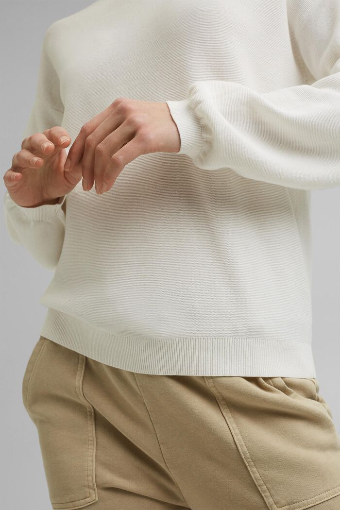 Sweater af 100% økologisk bomuld, OFF WHITE, detail image number 2