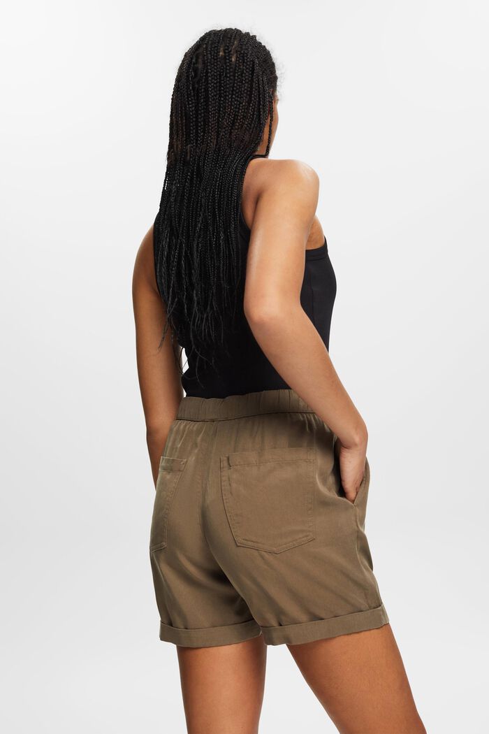 Shorts i TENCEL™ med elastisk linning og justerbart bånd, KHAKI GREEN, detail image number 3