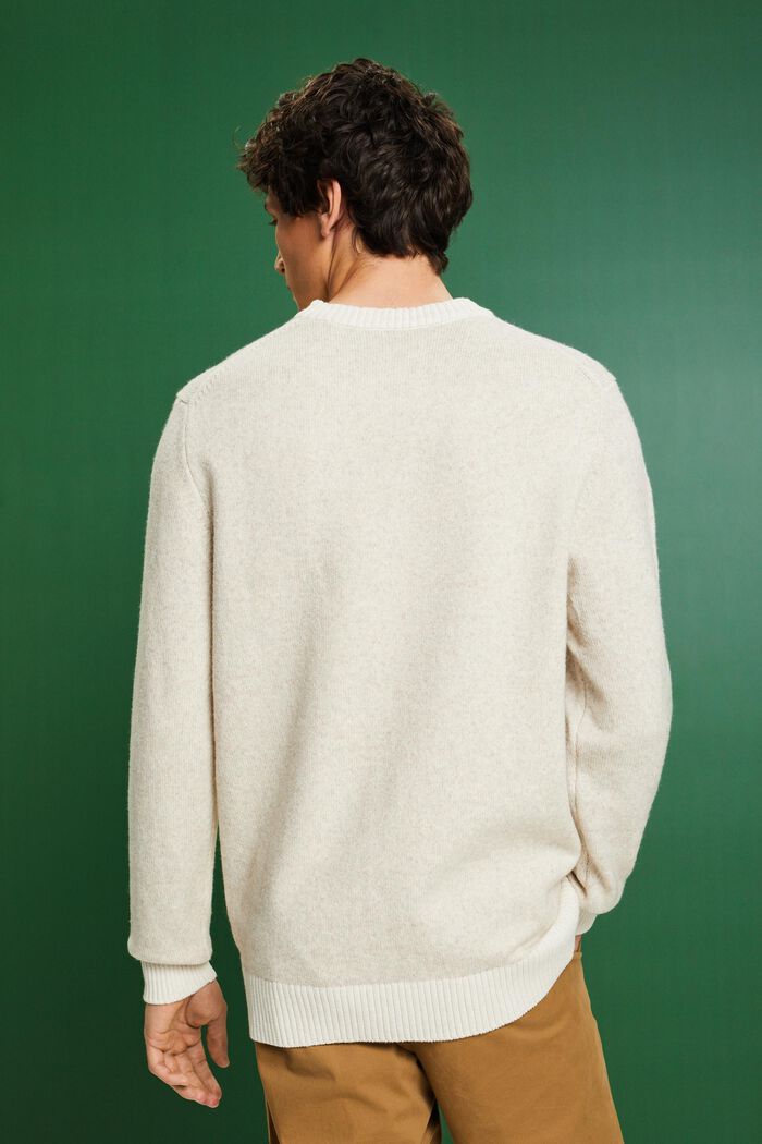 Sweater i uldmiks med rund hals, LIGHT BEIGE, detail image number 2