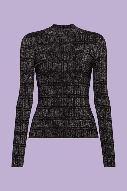 Sweater med høj hals og glimmer, LENZING™ ECOVERO™