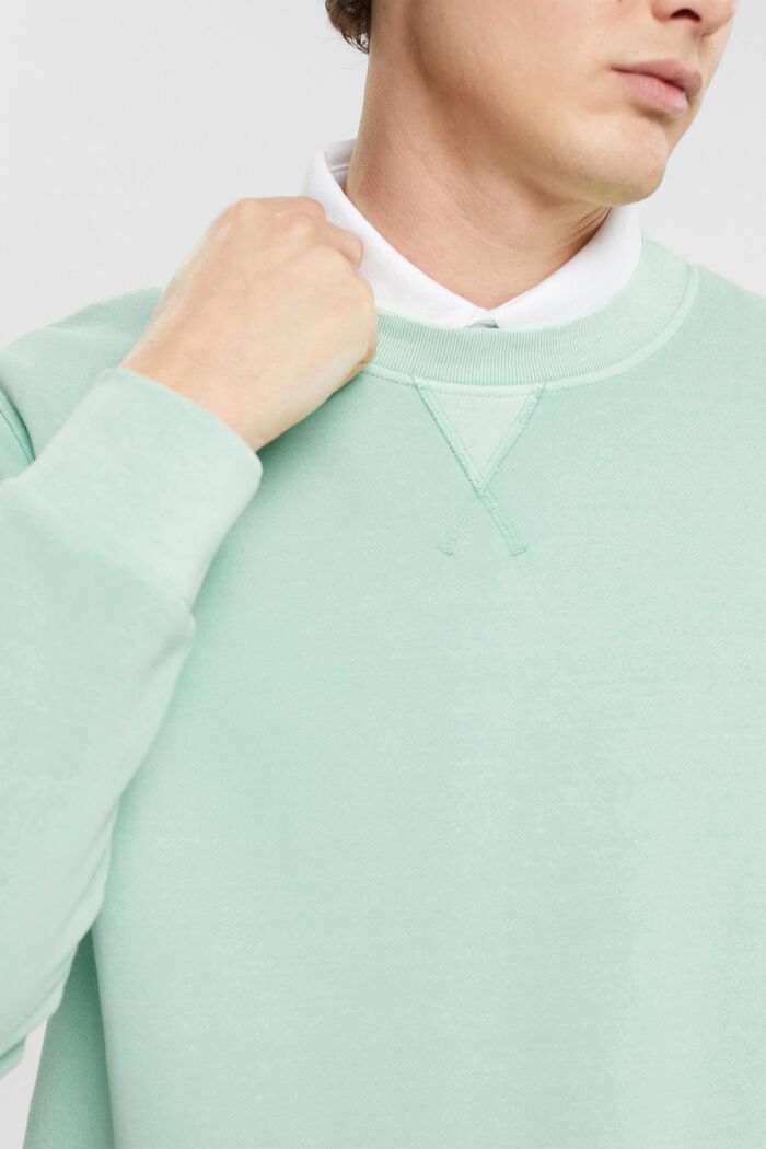 Ensfarvet sweatshirt i regular fit, LIGHT AQUA GREEN, detail image number 0