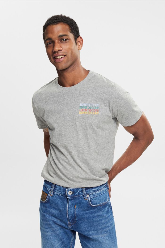 T-shirt i jersey med kulørt logoprint, MEDIUM GREY, detail image number 0
