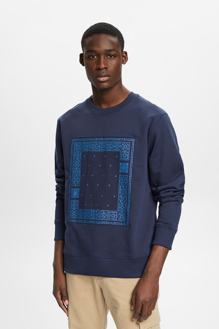 Sweatshirt med print på fronten, NAVY, detail image number 0