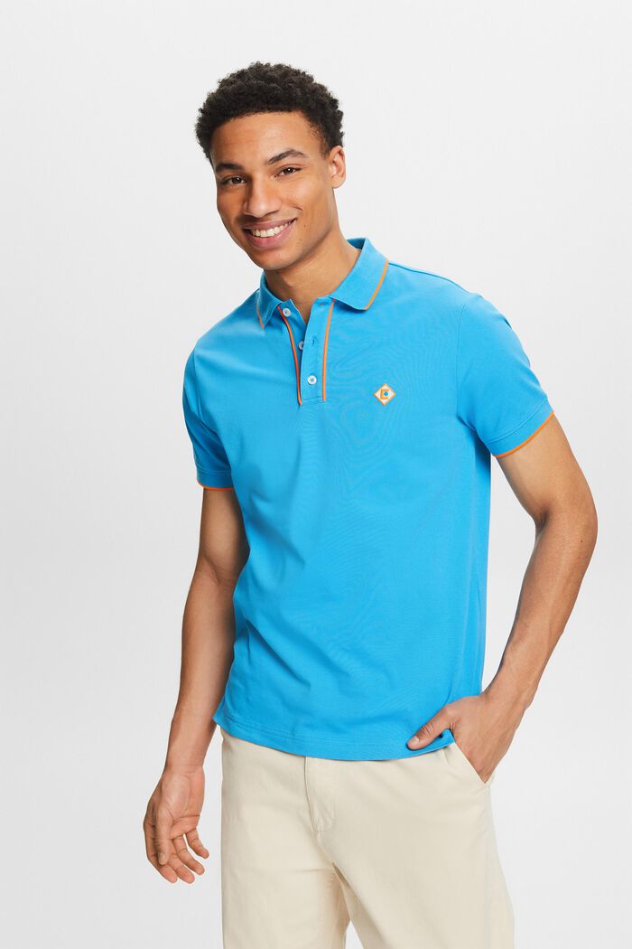 Polo-T-shirt med logo, BLUE, detail image number 0