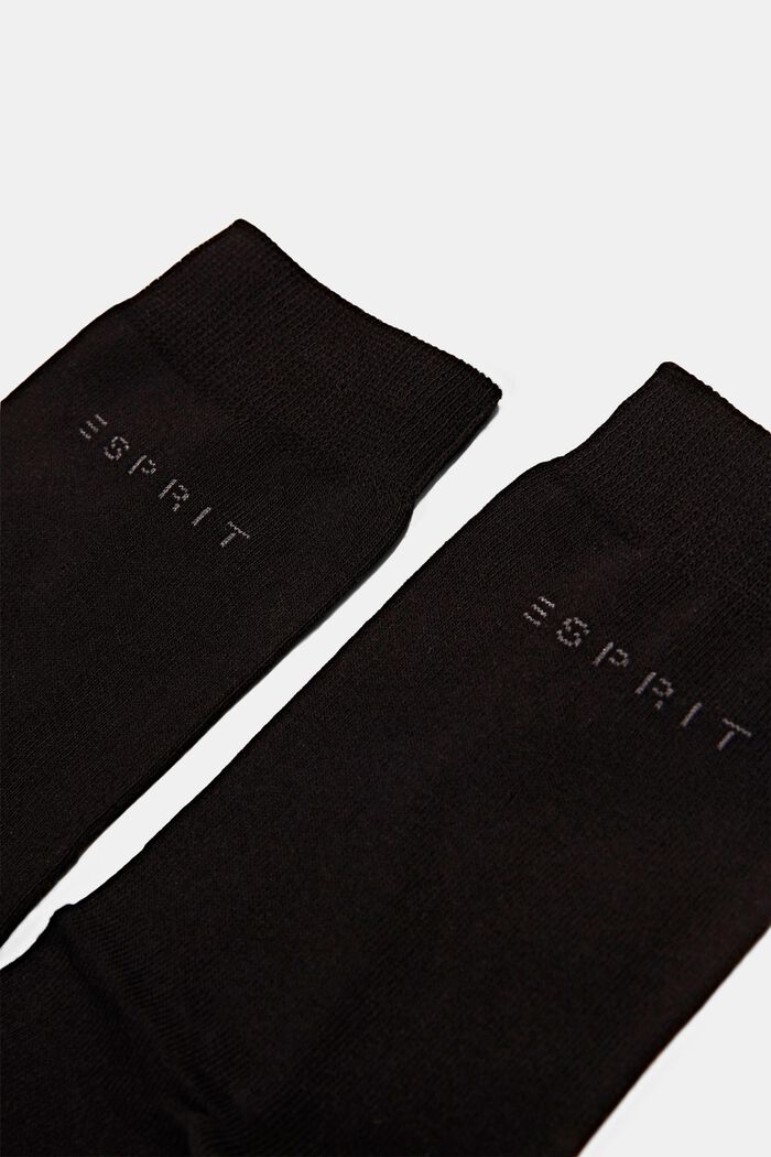 Pakke med 5 par ensfarvede sokker, økologisk bomuld, BLACK, detail image number 2