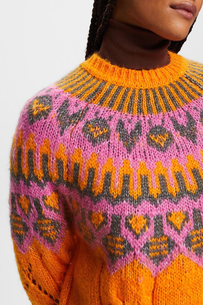 Fair Isle-sweater i uldmiks, GOLDEN ORANGE, detail image number 2