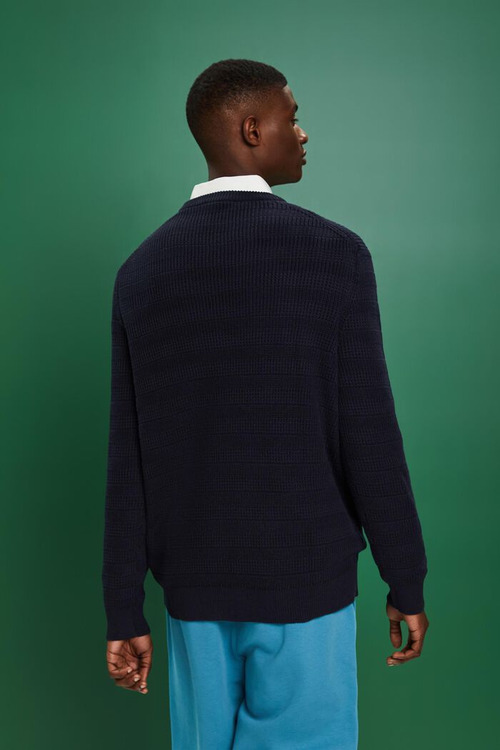 Struktureret sweater med rund hals, NAVY, detail image number 4
