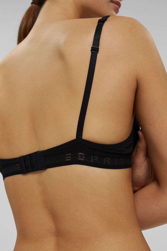 Kraftigt polstret pushup-bh med kantbesætning under brystet, BLACK, detail image number 3