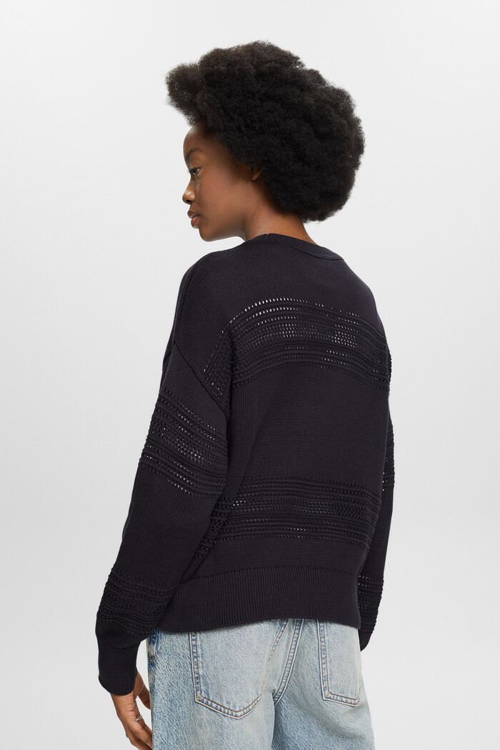 Sweater i åben strik med rund hals, BLACK, detail image number 2