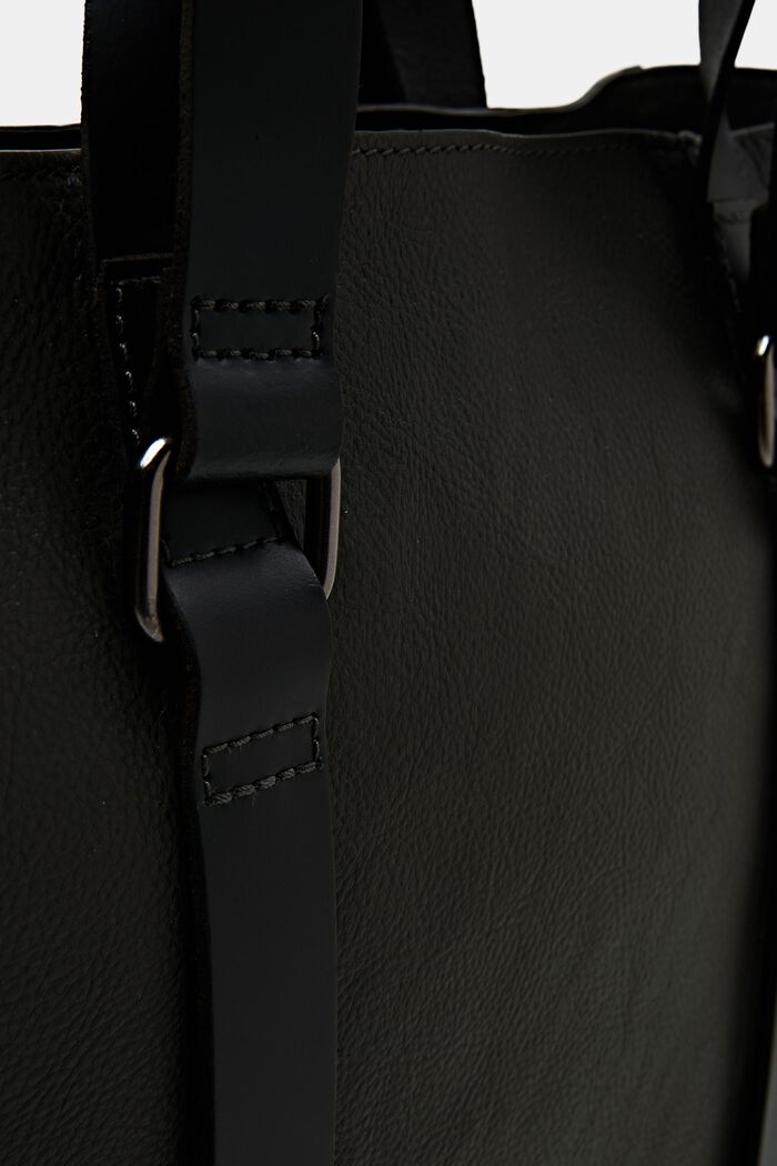 Tote bag i læder, BLACK, detail image number 1