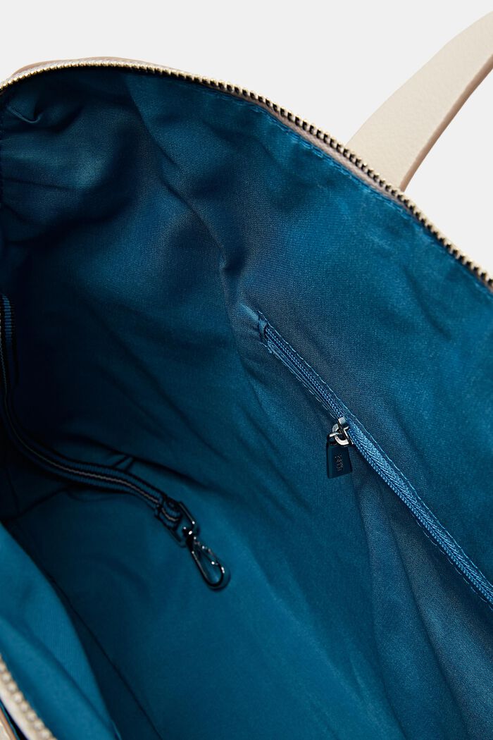 Taske i læderlook med aftagelig skulderrem, LIGHT BEIGE, detail image number 3