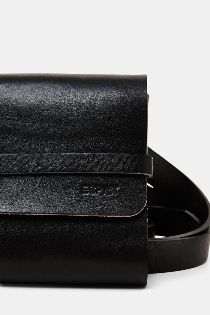 Bæltetaske i ægte læder, BLACK, detail image number 1