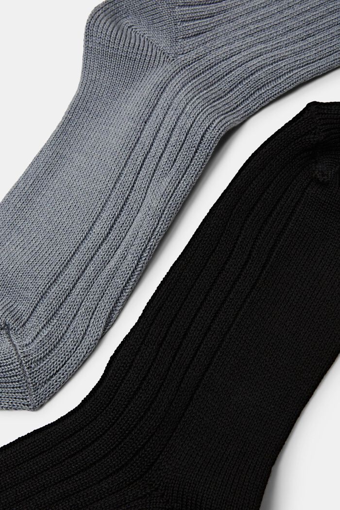 2-pak sokker i ribstrik, GREY/BLACK, detail image number 2