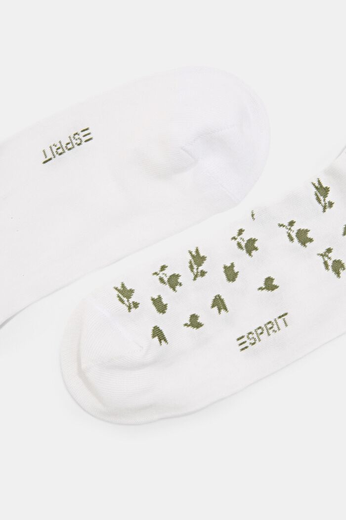 Pakke med 2 par korte sokker med blomstermønster, WHITE, detail image number 1