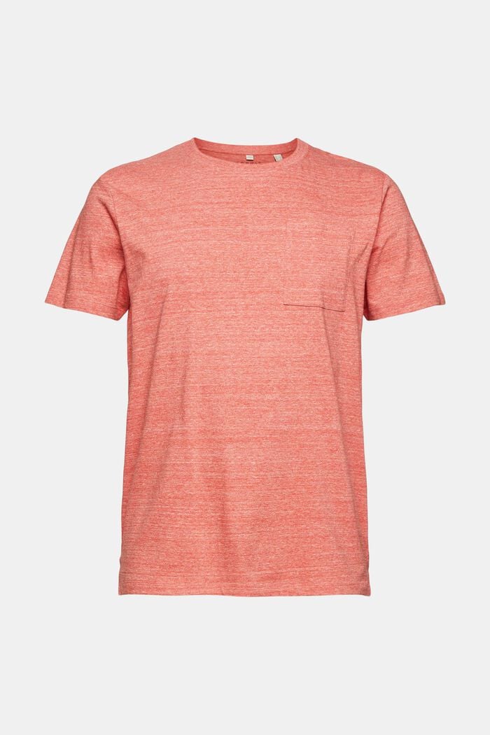 Jersey-T-shirt i meleret look, CORAL, overview