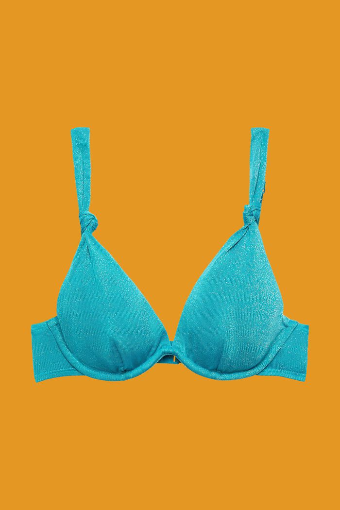 Yalong beach funklende bikinitop med bøjle, TEAL BLUE, detail image number 4