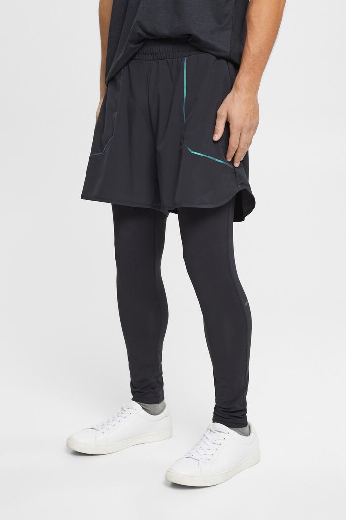 2-i-1 shorts med leggings, E-DRY, BLACK, detail image number 0