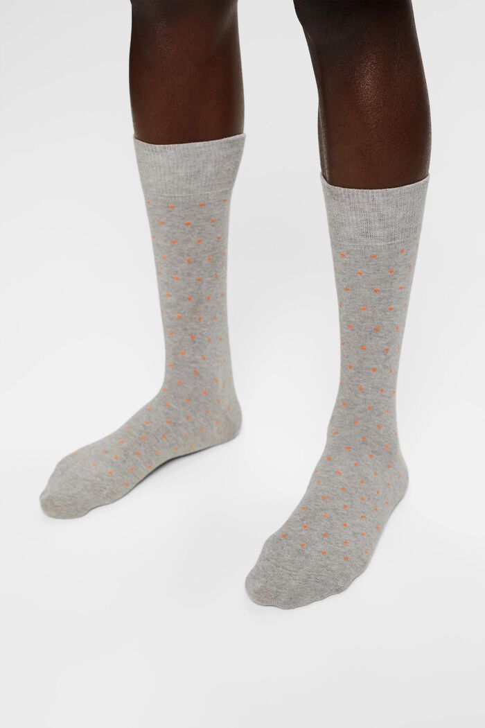 Pakke med 2 par prikkede sokker i groft strik, GREY/NAVY, detail image number 1
