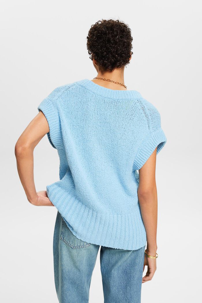 Bouclé-sweater med V-hals, LIGHT TURQUOISE, detail image number 3