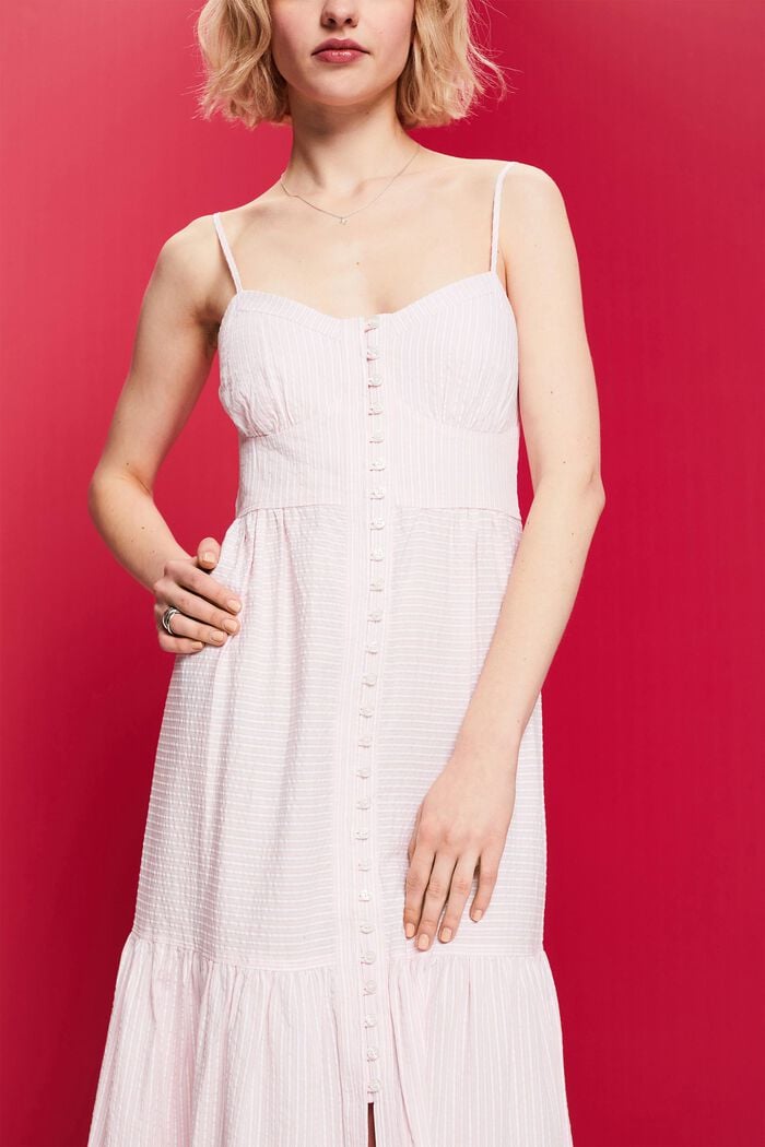 Lagdelt maxi-kjole med knapper på fronten, LIGHT PINK, detail image number 2