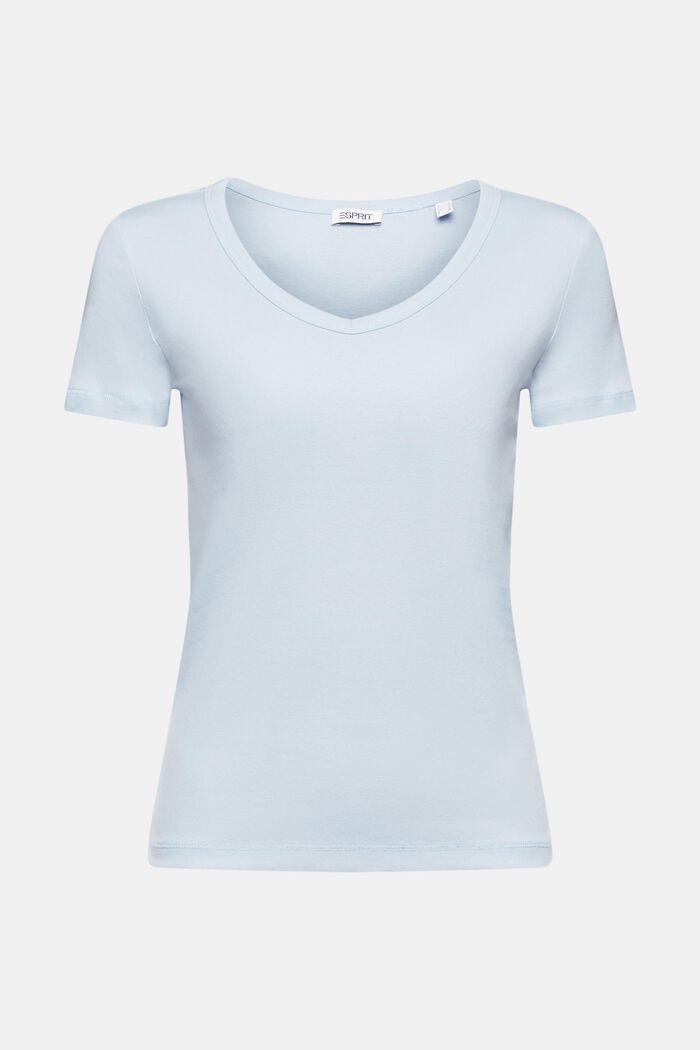 Bomulds-T-shirt med V-hals, LIGHT BLUE, detail image number 5