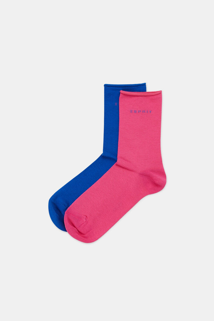 Pakke med 2 par sokker i groft strik, BLUE/PINK, detail image number 0