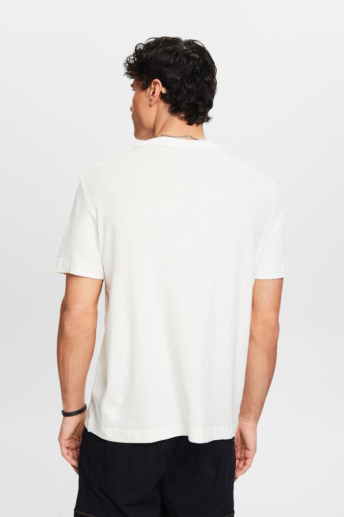 T-shirt i bomuld og hør, OFF WHITE, detail image number 2
