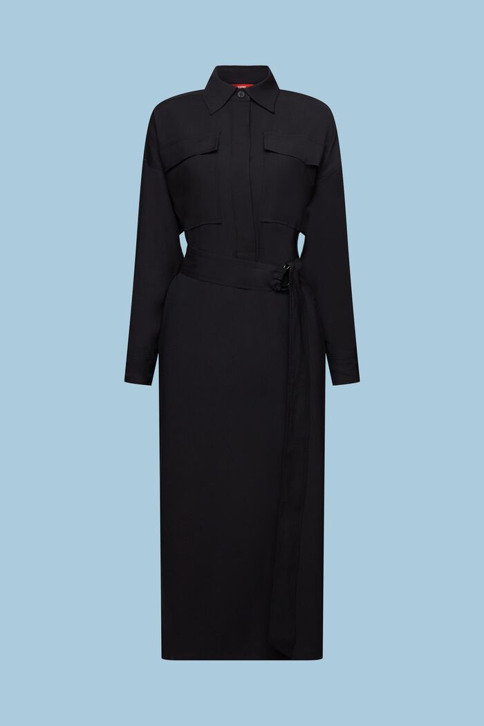 Oversized midi-skjortekjole, BLACK, detail image number 5