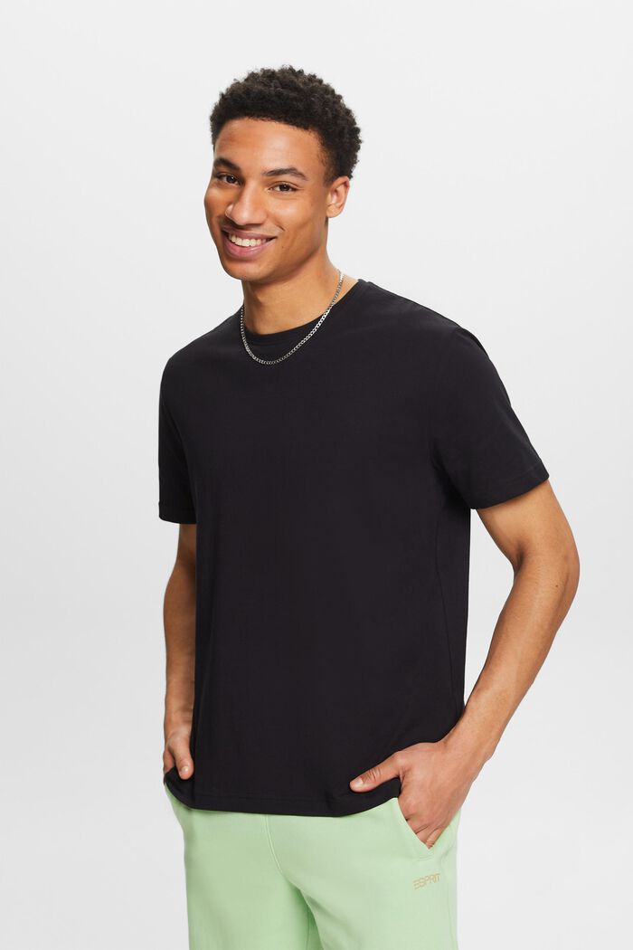 Kortærmet T-shirt med rund hals, BLACK, detail image number 0