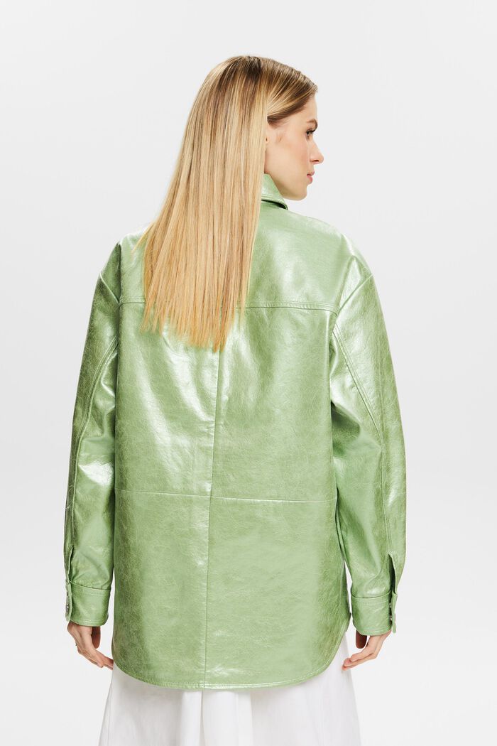 Skjortejakke med metallic belægning, LIGHT AQUA GREEN, detail image number 2