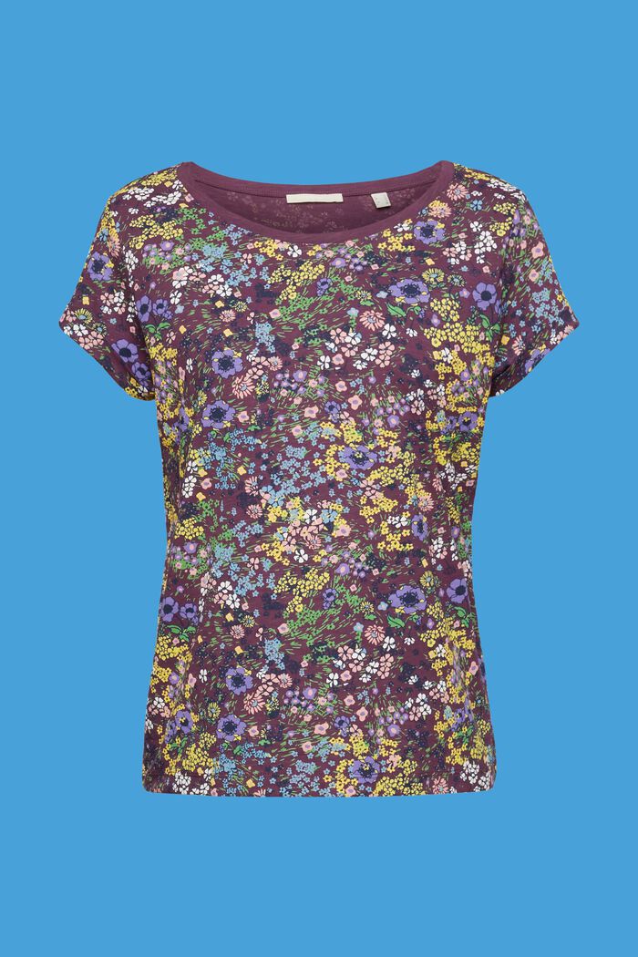 Bomulds-T-shirt med blomsterprint, DARK PURPLE, detail image number 5