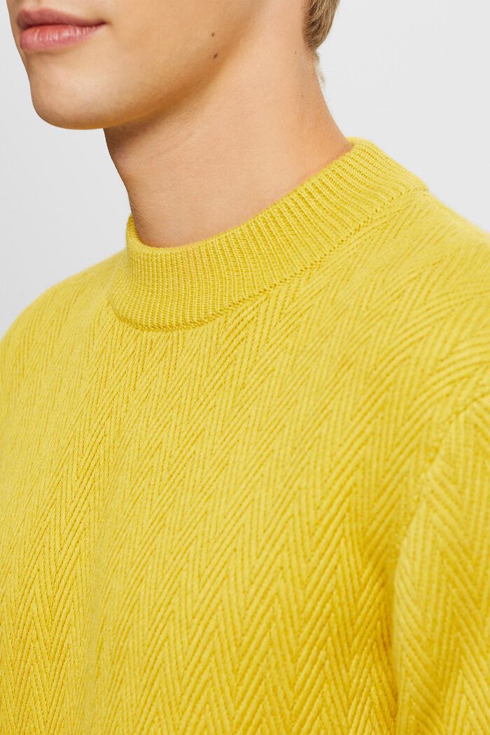Sweater med sildebensmønster, DUSTY YELLOW, detail image number 3