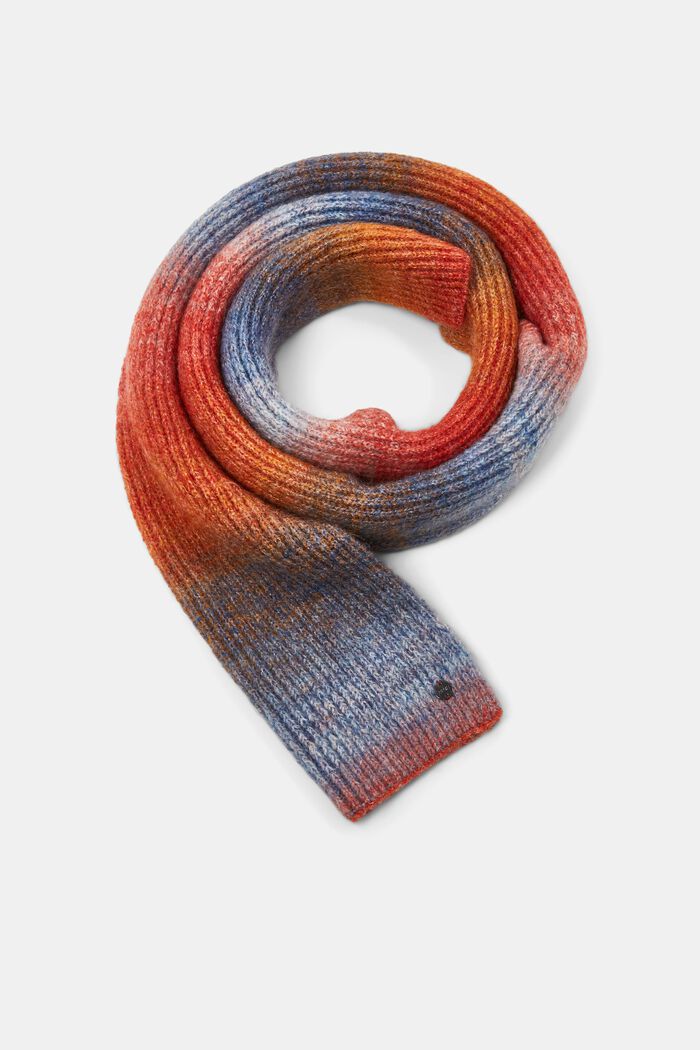 Multifarvet strikket tørklæde med uld, GOLDEN ORANGE, detail image number 0