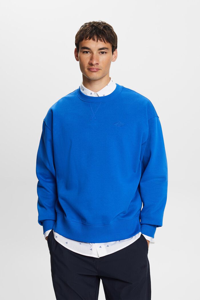 Sweatshirt med syet logo, BRIGHT BLUE, detail image number 0