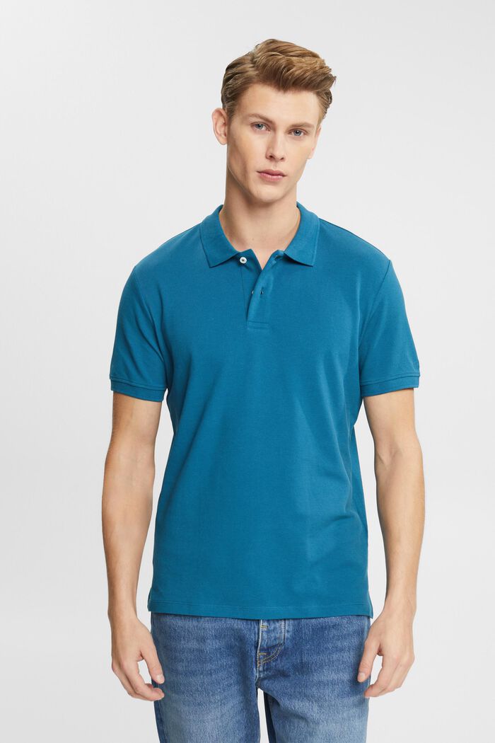Poloshirt i slim fit, PETROL BLUE, detail image number 0