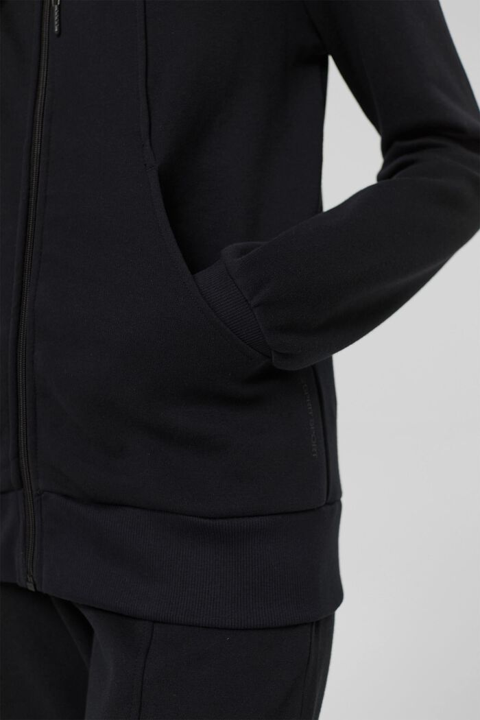 Sweatshirt med lynlås, bomuldsmiks, BLACK, detail image number 2