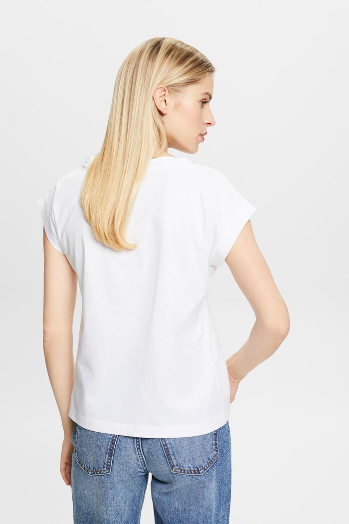 T-shirt med V-hals, WHITE, detail image number 2