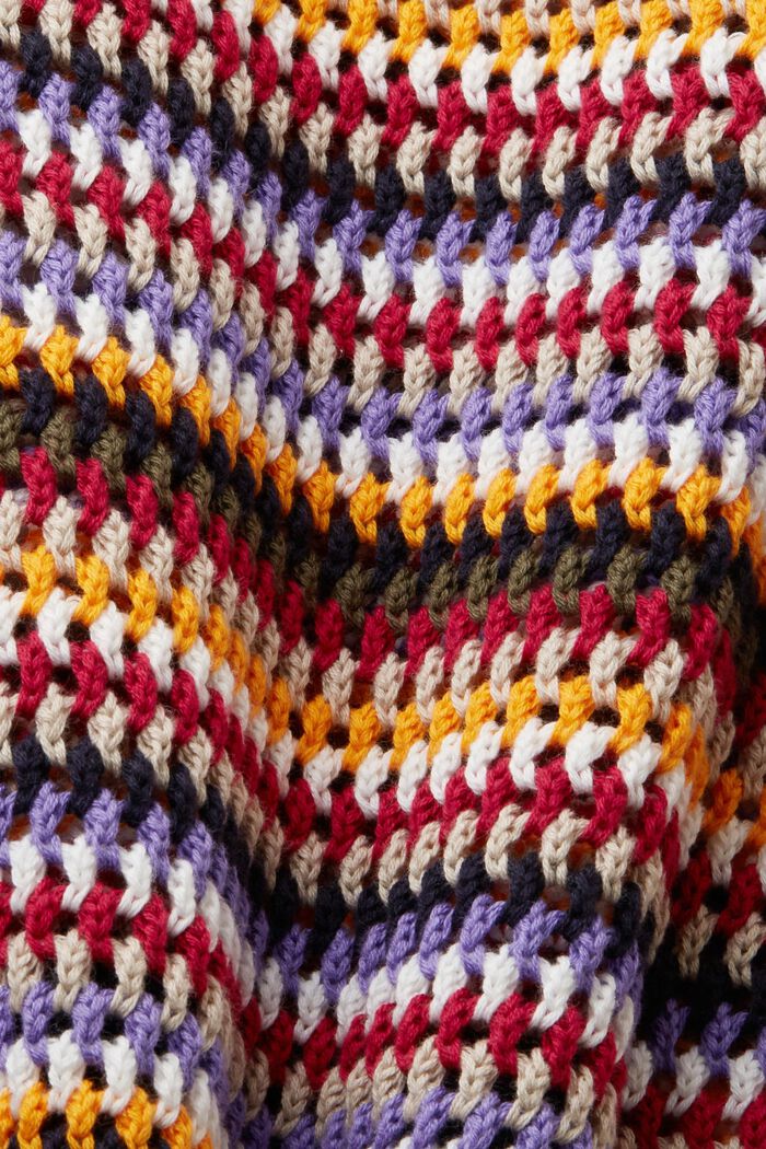 Lidt cropped bomulds-pullover i stribet mesh, PURPLE, detail image number 4