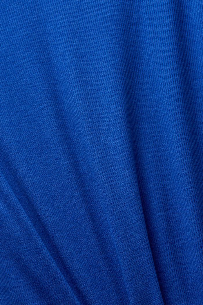 Ribbet T-shirt med V-hals, BRIGHT BLUE, detail image number 4
