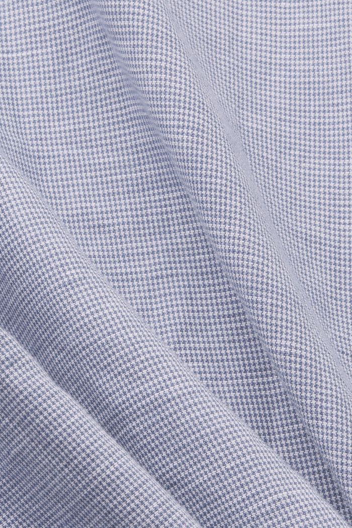 Kortærmet skjorte i hørmiks med hanefjedsmønster, BLUE, detail image number 6