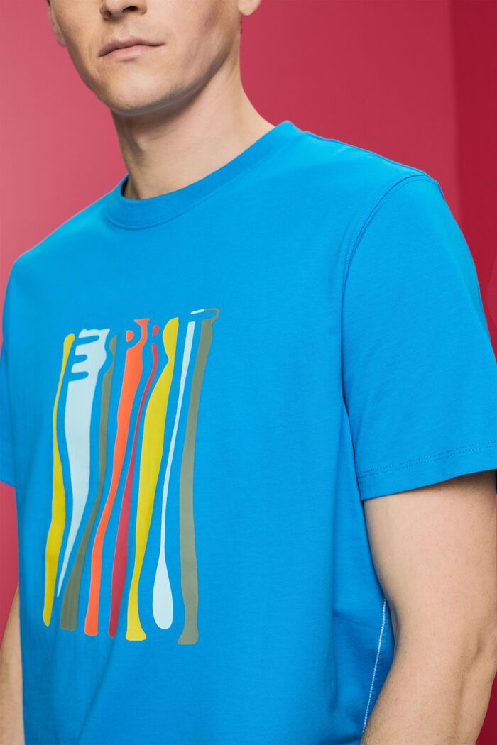 Jersey-T-shirt med print, 100 % bomuld, DARK TURQUOISE, detail image number 2