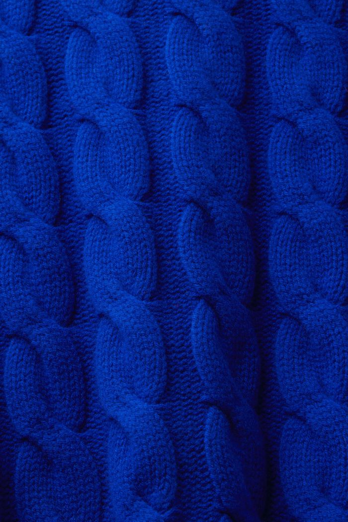 Kabelstrikket sweater i uld, DARK BLUE, detail image number 5