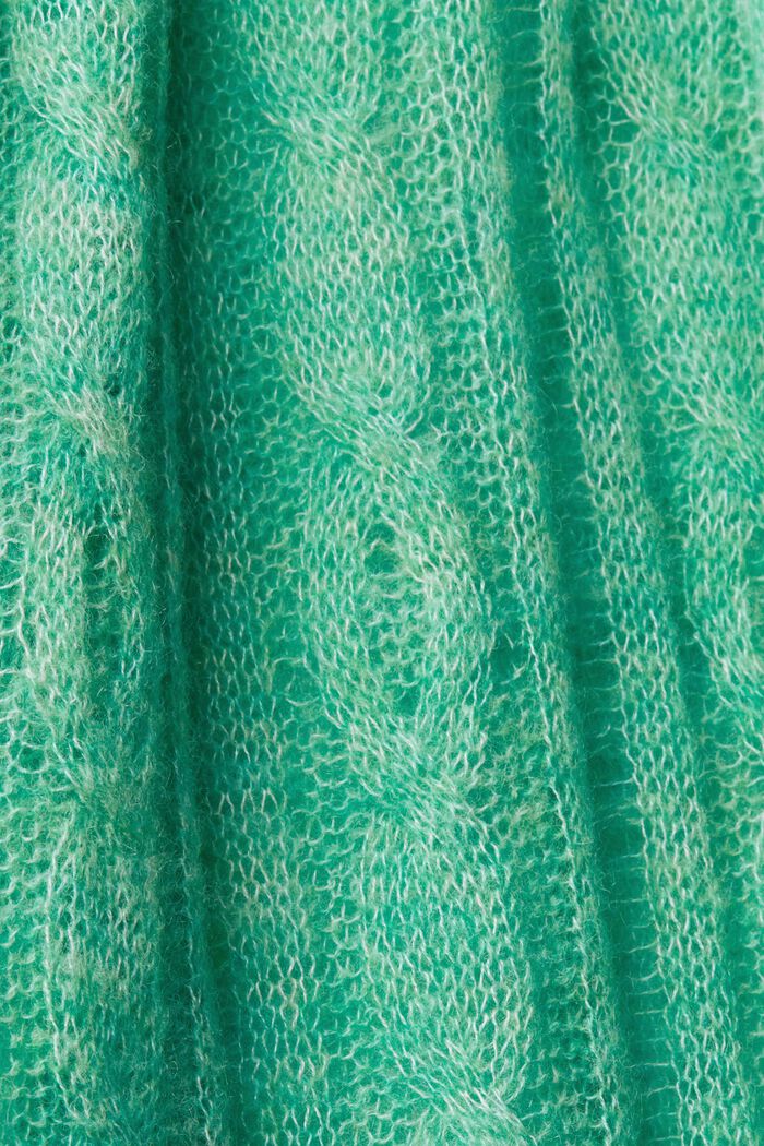 Sweater i åben kabelstrik med uld, LIGHT GREEN, detail image number 5