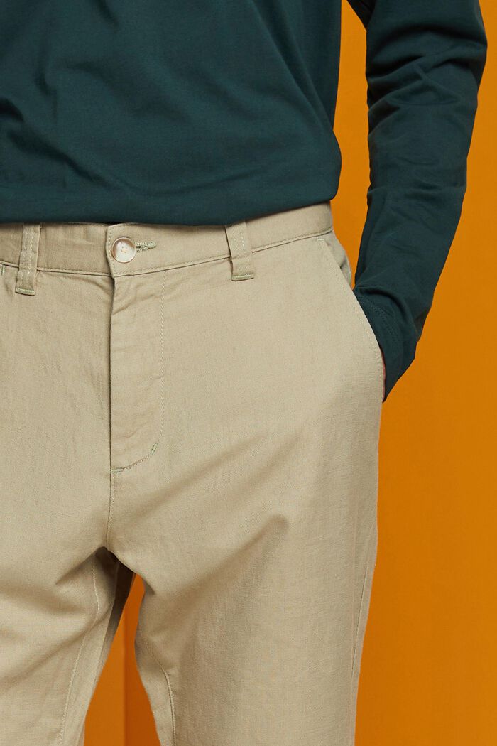 Bukser i bomulds- og hørmiks, LIGHT GREEN, detail image number 1
