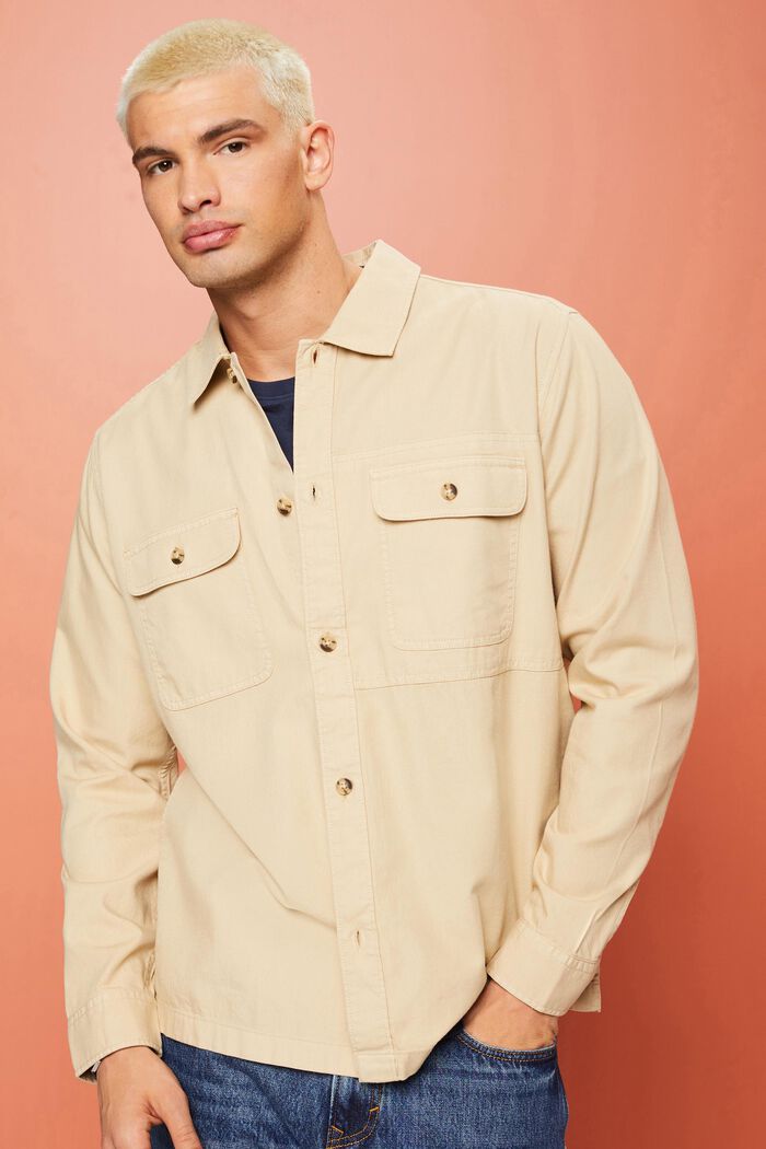 Twill-overshirt, 100 % bomuld, SAND, detail image number 0