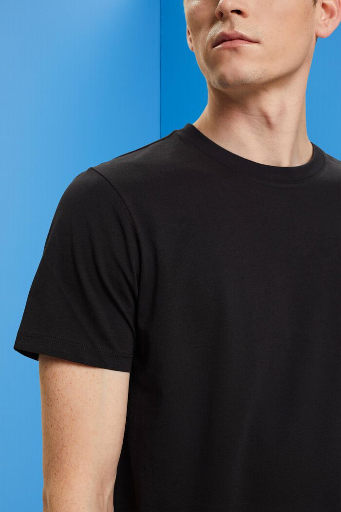 Jersey-T-shirt med rund hals, BLACK, detail image number 1