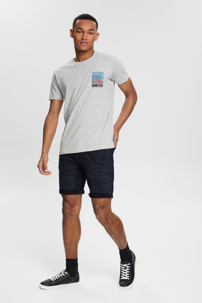 Jersey-T-shirt med stort rygprint, LIGHT GREY, detail image number 2