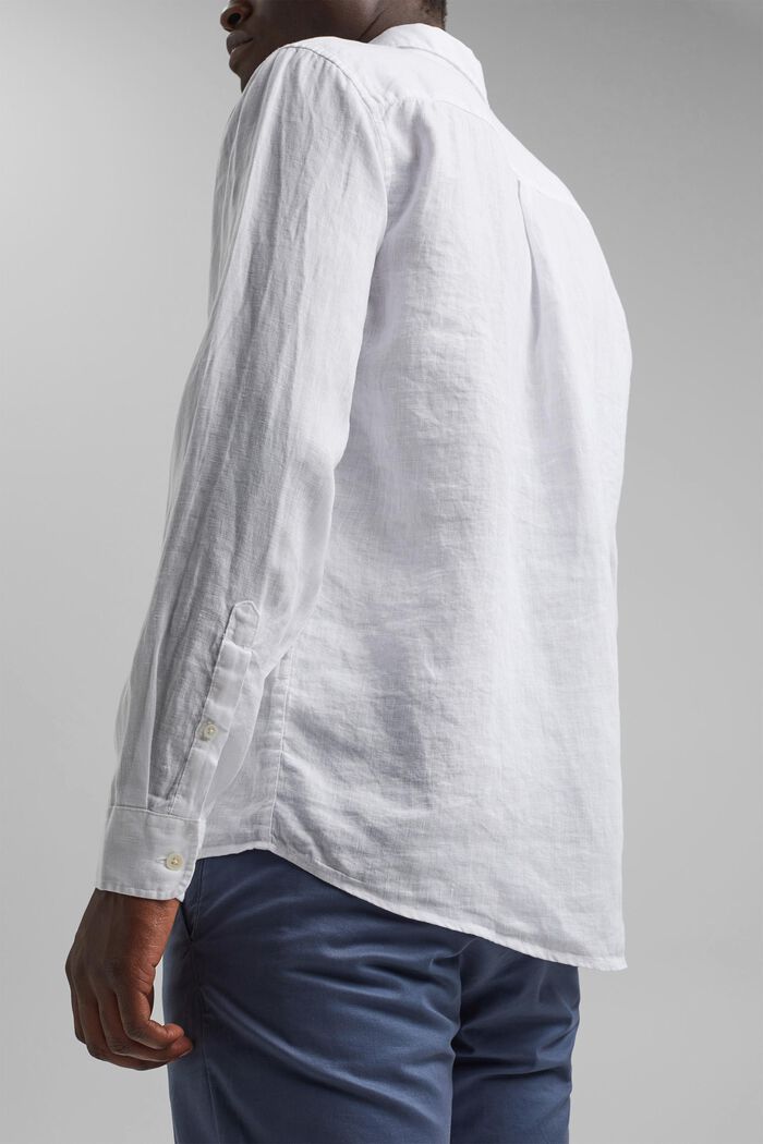 Button down-skjorte i 100% hør, WHITE, detail image number 5